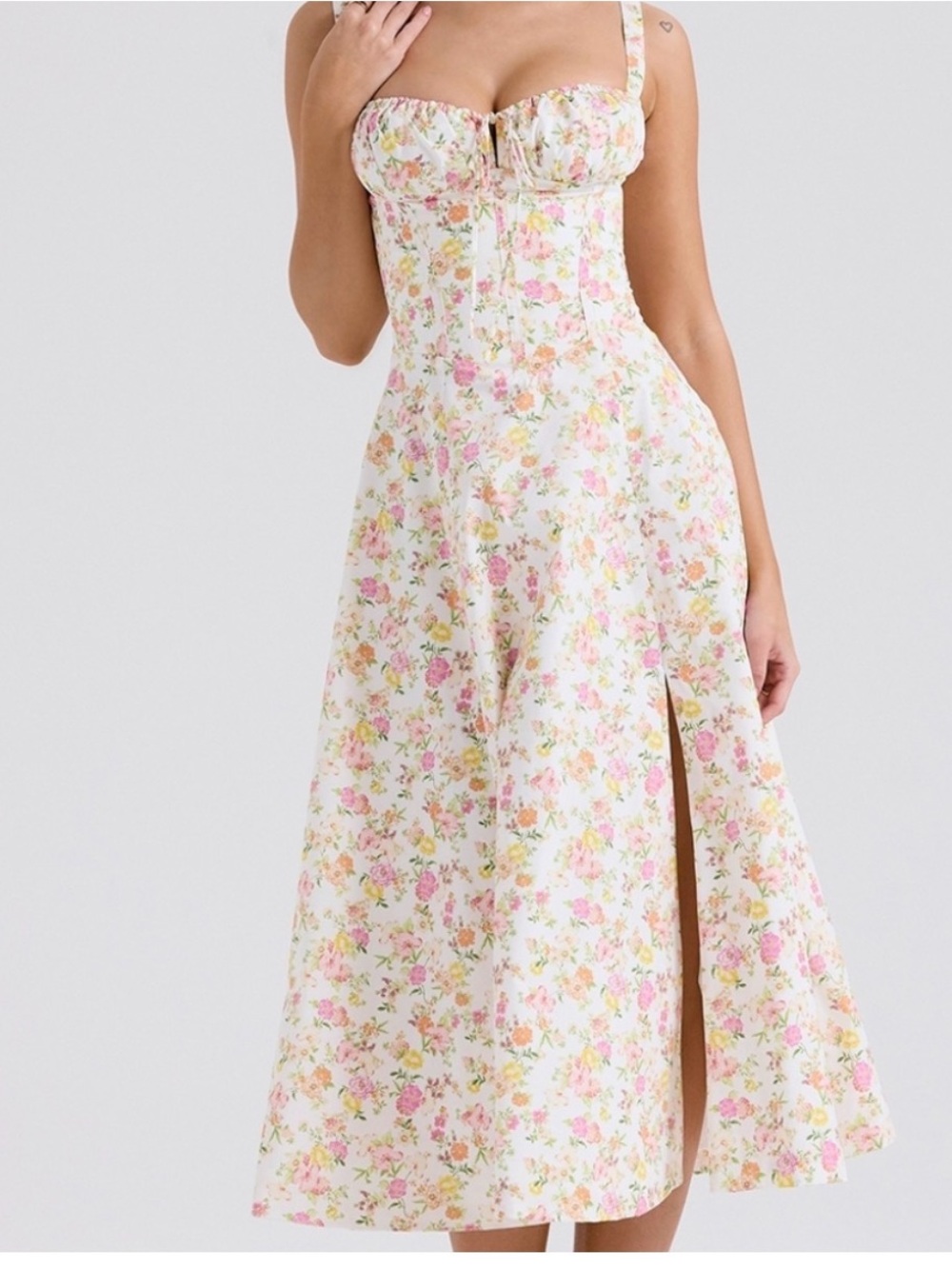 HOUSE OF CB Carmen Ivory Meadow Print Cotton Bustier
Sundress